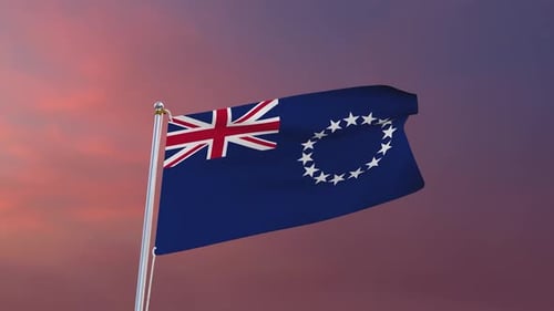 Cook Islands National Flag Waving Animation