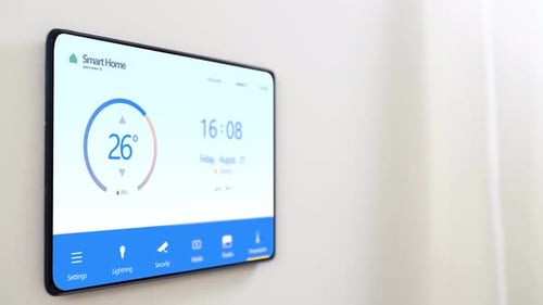 Smart Home Control Panel Mounted on Wall
