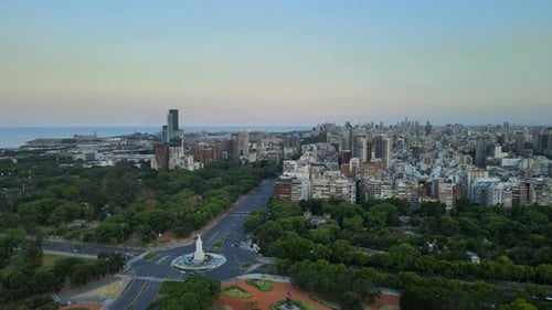 Buenos Aires Palermo Urban city landscape skyline aerial view above Japanese garden woodlands to dow