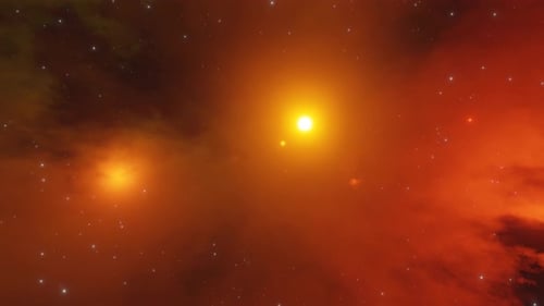 Space Flight Through the Nebula in Space