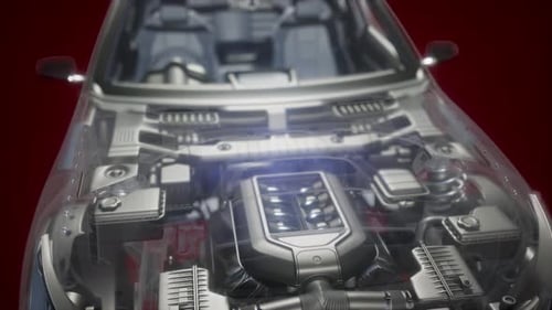 Detaillierter Automotor und andere Teile