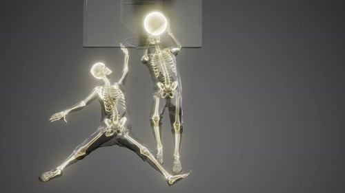 Basketball Game Players with Visible Bones