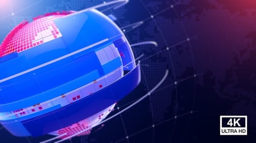 Rotating Digital Globe for Global News Broadcast Background