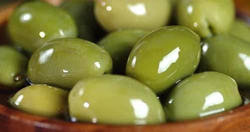 Close-up of Green Olives in Bowl