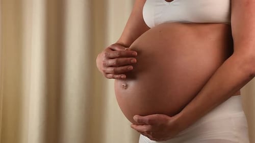Close Up of Pregnant Adult's Belly