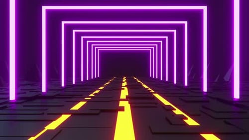 80s Hallway Neon 01 Hd