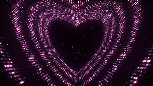Romantic Heart Tunnel of Shimmering Pink Particles