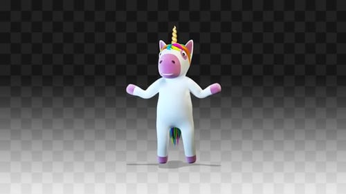 Dancing 3D Animated Unicorn Character with Rainbow Mane