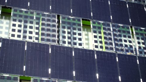 Building Featuring Solar Panels and Windows in City