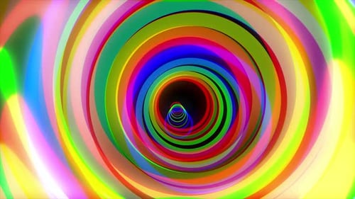 Vuele a través de círculos de colores