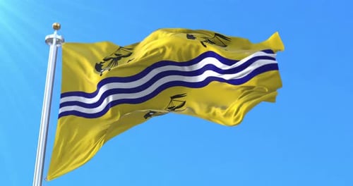 Realistic Waving Flag Animation on Blue Sky