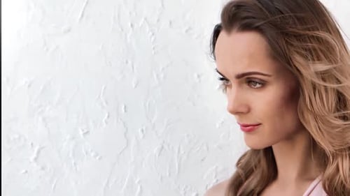 Woman with Brown Wavy Hair Looking Away