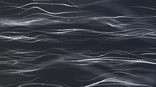 Abstract Flowing Digital Waves Background Loop with Particle Dots