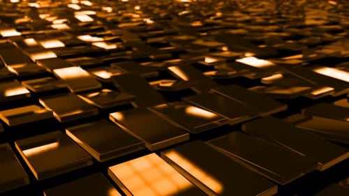 Golden Shimmering Geometric Blocks Abstract Background