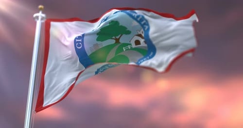 Realistic Waving Flag of Santa Clara City Against a Cloudy Sky