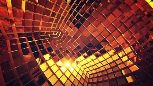 Abstract Golden Square Tunnel Loop Background Animation