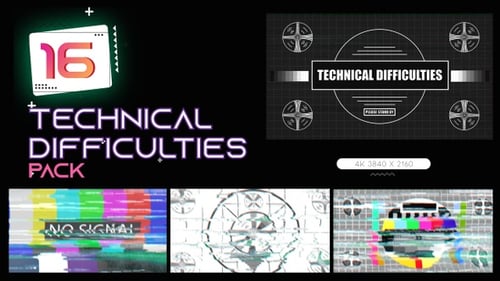 Technical Difficulties Glitch and Static TV Noise Overlays