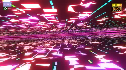 Abstract Neon Geometric Tunnel Flythrough Background Loop