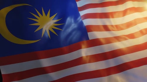 Waving Malaysia Flag with Sunlight