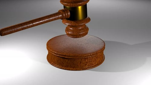 3D Gavel Animated Strike on Sound Block for Legal Decisions