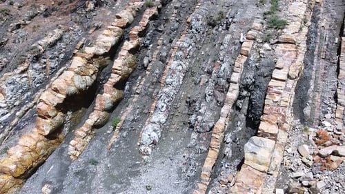 Layered rock formation, geological rock