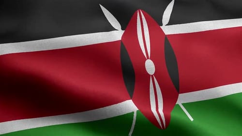Kenya National Flag Flying Animation Loop