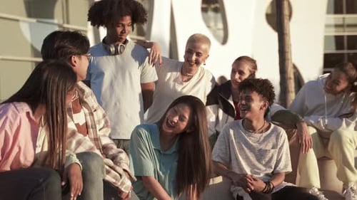 Diverse Group of Friends Laughing and Talking
