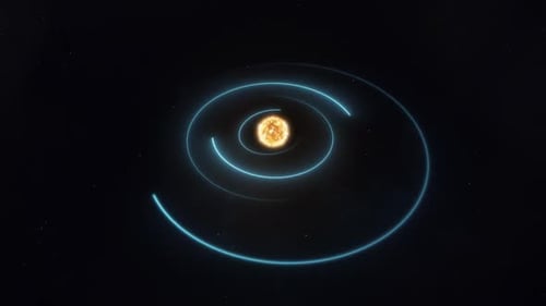 Futuristic Blue Orbital Trails Around a Central Star Animation