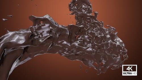Dynamic Chocolate Fluid Splash Animation with Alpha Channel