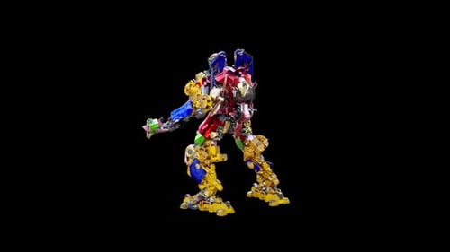 Colorful Futuristic Dancing Robot Character Animation