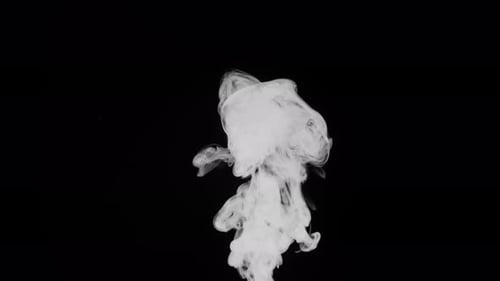Wispy White Smoke Plume Rising on Black