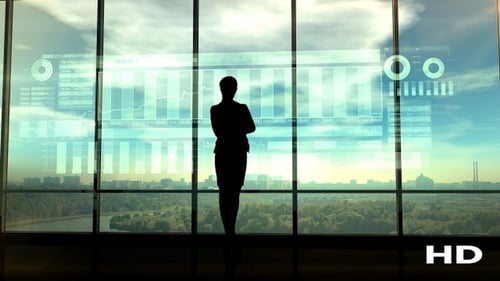 Futuristic Holographic Business Data Interface Animation