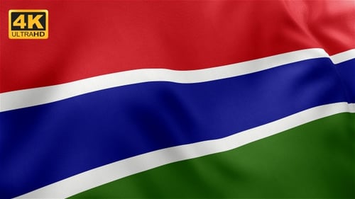 National Flag of The Gambia Waving in Wind