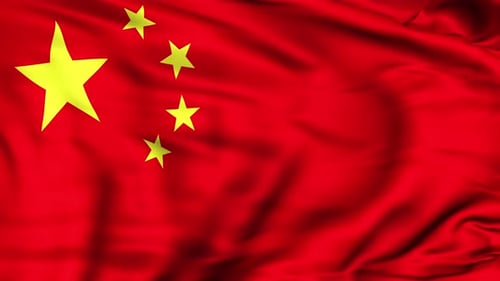 China Flag Realistic Waving Loop Animation