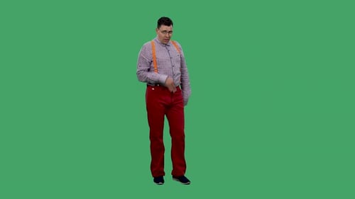 Man Gesturing and Talking on Green Screen