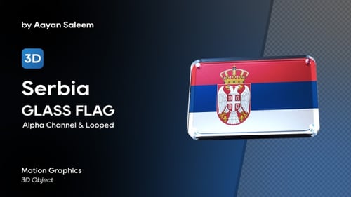 Glossy 3D Serbia Flag Rotating Plaque