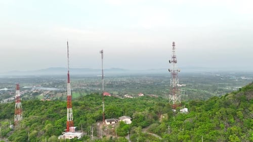 Transmission tower on the mountain,
