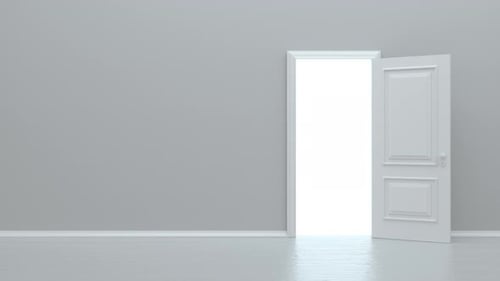 Door Opening to Bright Light Reveal Animation