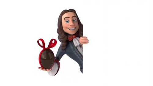 Animation 3D d'un homme de dessin animé en costume baroque historique
