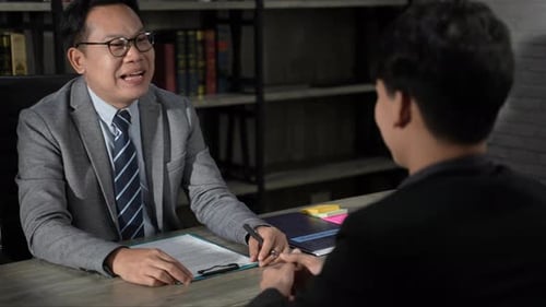 businessman person team meeting to work at night over time to late in business company office