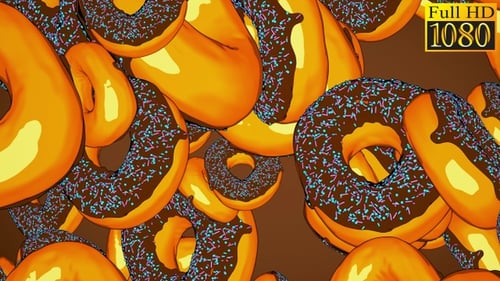 Falling 3D Donuts with Chocolate and Blue Sprinkles Seamless Loop