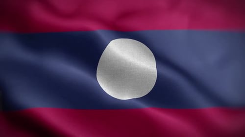 Realistic Laos Flag Waving Seamless Loop