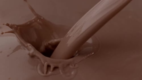 Creamy Chocolate Milk Being Poured In Slow Motion