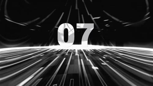 Futuristic Digital Countdown with Glowing Geometric Lines