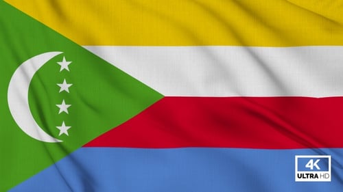 Realistic Comoros National Flag Waving Animation