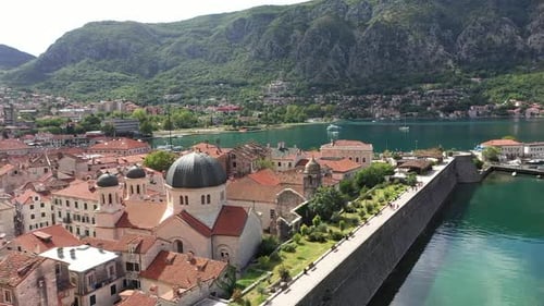 Kotor Old Town in Montenegro, Aerial View