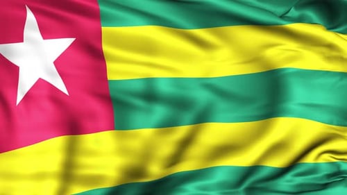 Togo National Flag Waving In Realistic Fabric Style