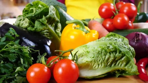 Fresh Vegetables Displayed in Bright Kitchen