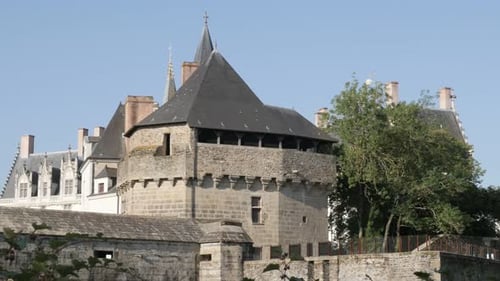 Architecture and towers of famous Dukes of Brittany castle 4K 2160p 30fps UHD footage - French Pays