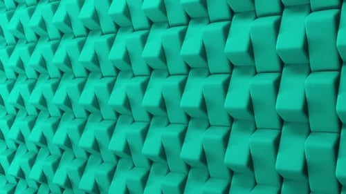 3D Rotating Cyan Bricks Wall Background